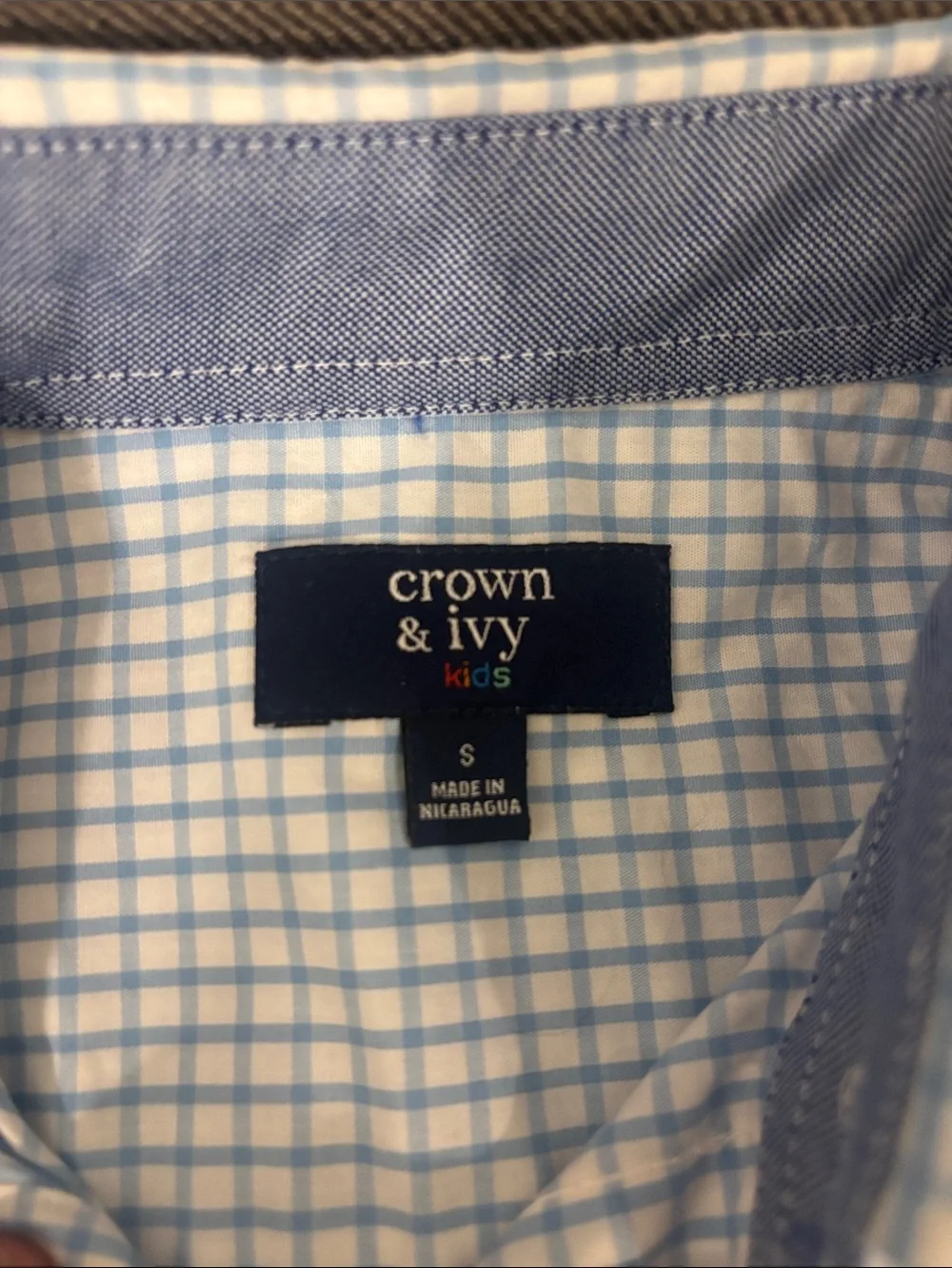 crown & ivy Light Blue Checked Button-Up Dress Shirt